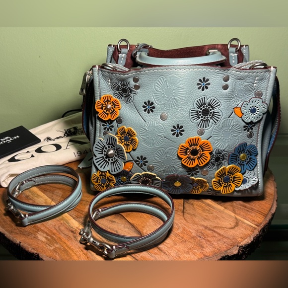 COACH BAG 1941 LIMITED EDITION STEEL BLUE/MILTI ROGUE 25 TEA ROSE SATCHEL NWOT - Picture 1 of 16